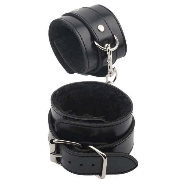 Obey Me Leather Hand Cuffs (Black)-CN-632185552