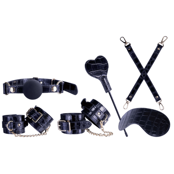 Sovereign Luxury Bondage Set (Black) (Alligator Print)-FKR006A000-077
