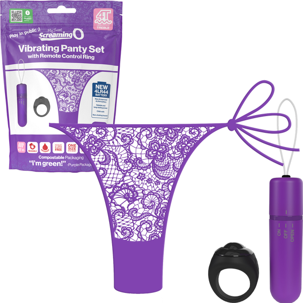 Vibrating Panty Set W/ Remote Ring 4t High Pitch Treble (Grape)-4TPNT-GP