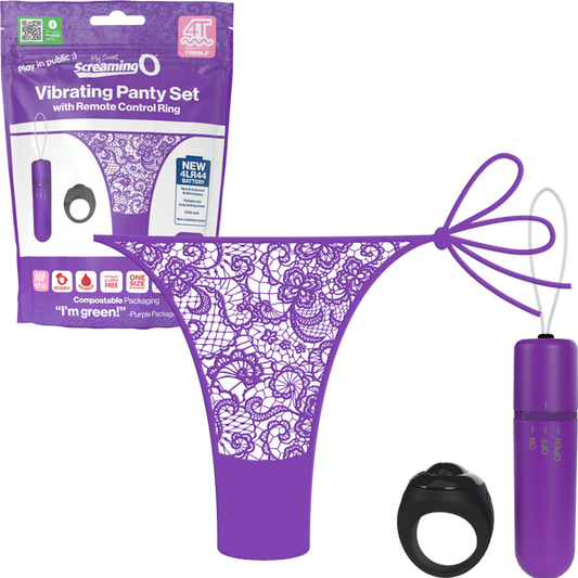 Vibrating Panty Set W/ Remote Ring 4t High Pitch Treble (Grape)-4TPNT-GP
