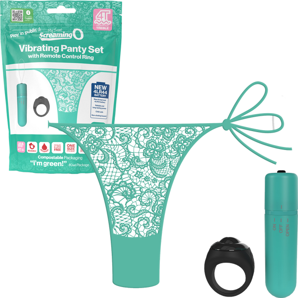 Vibrating Panty Set W/ Remote Ring 4t High Pitch Treble (Kiwi)-4TPNT-KW
