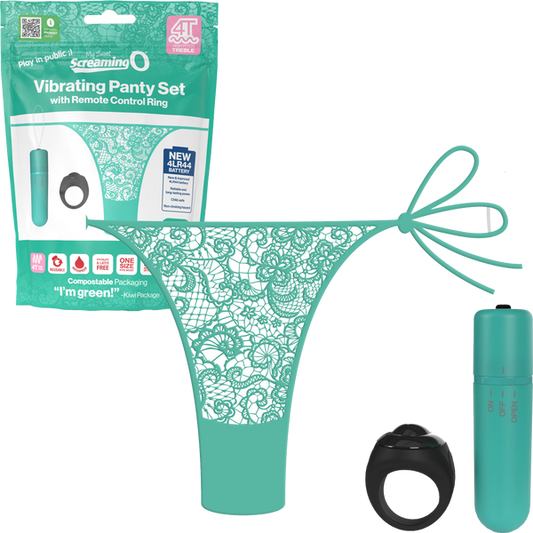 Vibrating Panty Set W/ Remote Ring 4t High Pitch Treble (Kiwi)-4TPNT-KW