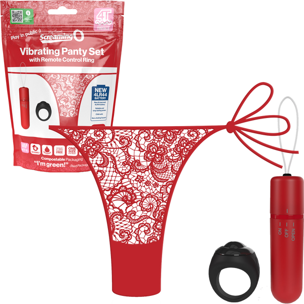 Vibrating Panty Set W/ Remote Ring 4t High Pitch Treble (Red)-4TPNT-R