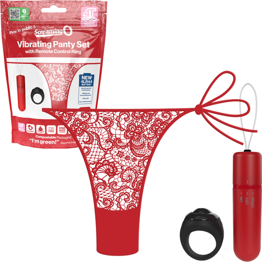 Vibrating Panty Set W/ Remote Ring 4t High Pitch Treble (Red)-4TPNT-R