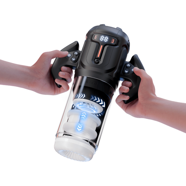 Turbo - Thrusting &amp; Rotating Male Masturbator (Black)-JE-F027