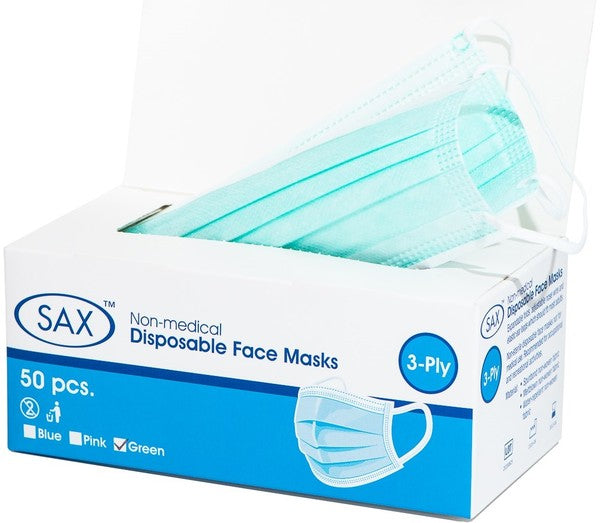 Disposable Face Mask (Green) (50 X Pack)-970G