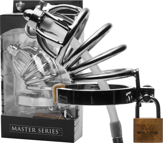 Stainless Steel Chastity Cage With Silicone Urethral Plug-AD775