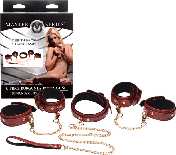 6 Piece Burgundy Bondage Set-AG883