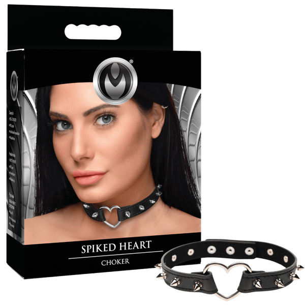 Spiked Heart Choker (Black)-AH523-BLACK