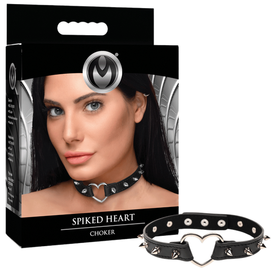 Spiked Heart Choker (Black)-AH523-BLACK