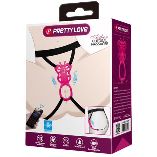 Rechargeable Strap-on Butterfly Massager - Aethon (Pink)-BI-022062HP