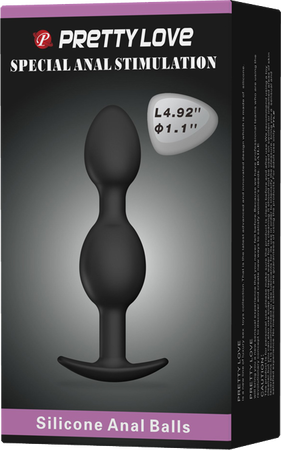 Silicone Anal Balls 4.92" (Black)-BI-040035