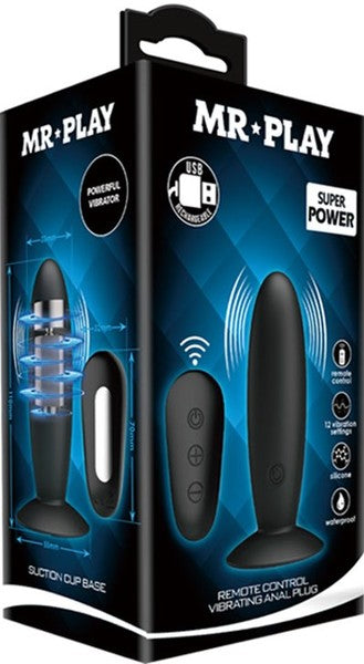 Remote Control Vibrating Anal Plug (Black)-BI-040045W-MR