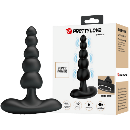 Corban - Rechargeable Butt Plug (Black)-BI-040174