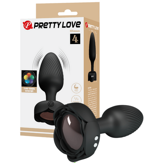 Olman - Light-Up Rechargeable Butt Plug (Black)-BI-040184