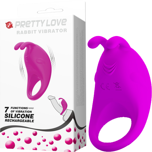 Rechargeable  Rabbit Vibrator Cockring (Purple)-BI-210152-1