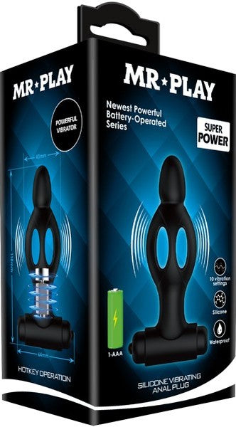 Silicone Vibrating Anal Plug (Black)-BI-210214-MR