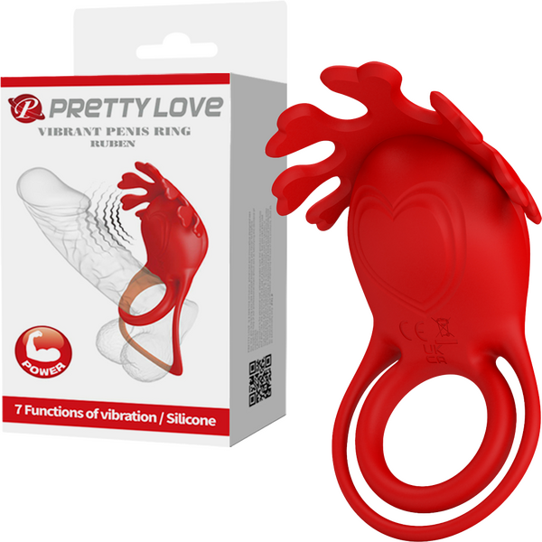 Rechargeable Vibrating Cock Ring Ruben (Red)-BI-210311