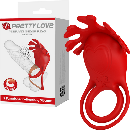 Rechargeable Vibrating Cock Ring Ruben (Red)-BI-210311