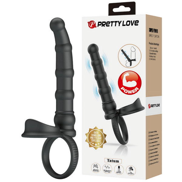 Tatum - Cockring with Anal Probe (Black)-BI-210375