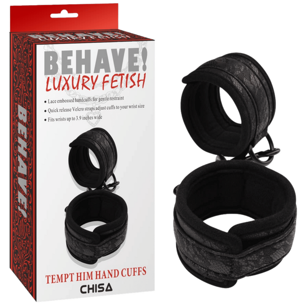 Tempt Him Hand Cuffs (Black)-CN-632108742