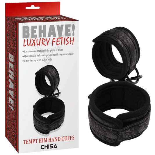 Tempt Him Hand Cuffs (Black)-CN-632108742