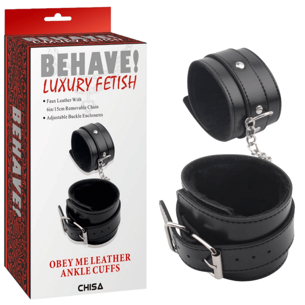 Obey Me Leather Ankle Cuffs (Black)-CN-632185572