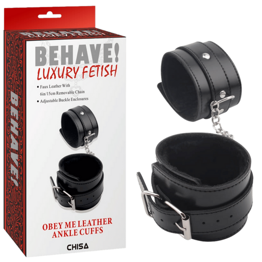 Obey Me Leather Ankle Cuffs (Black)-CN-632185572