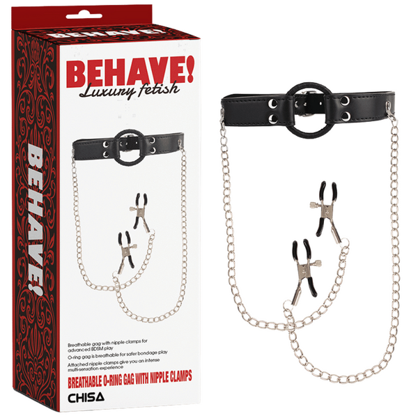 Breathable O-ring Gag with Nipple Clamps-CN-882481632