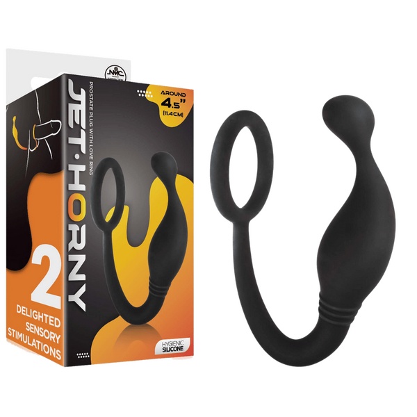 Prostate Plug with Love Ring - 4.5" (Black)-F06R028A00-010