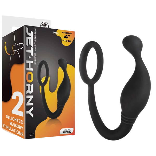 Prostate Plug with Love Ring - 4" (Black)-F06R029A00-010