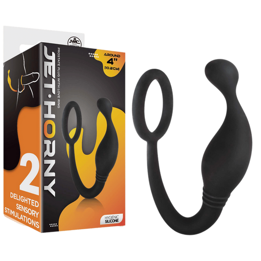 Prostate Plug with Love Ring - 4" (Black)-F06R029A00-010