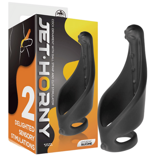 Cock Ring with Ball Strap and Clit Stimulator (Black)-FNR013A000-010