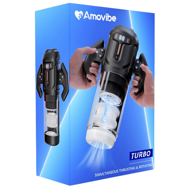 Turbo - Thrusting &amp; Rotating Male Masturbator (Black)-JE-F027