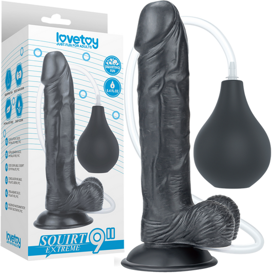 9'' Squirt Extreme Dildo (Black)-LV116024