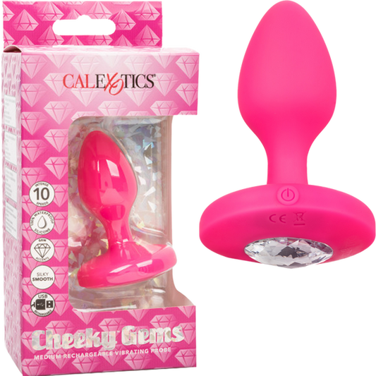 Cheeky Gems Medium Rechargeable Vibrating Probe (Pink)-SE-0443-10-3